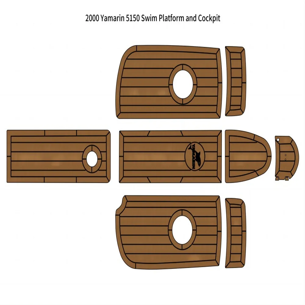 2000 Yamarin 5150 Cockpit Pad Boat Eva Foam faux teak däck golvmatta golv själv backing ahesive seadek gatorstep stil golv