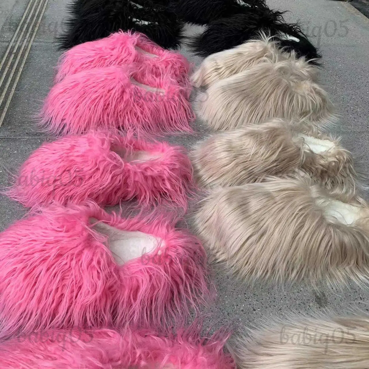 Slippers Outside Fashion Fluffy Sheep Mongolia Fur Sliper Shose For Women And Men T231104