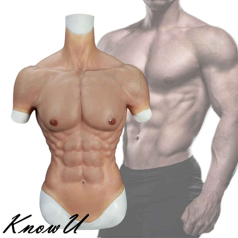 Costumes Catsuit Cosplay, tenue musculaire en Silicone, faux Muscles abdominaux, haute Simulation, édition améliorée