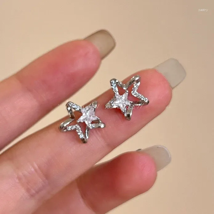 Boucles d'oreilles Ponykiss 925 Silver Zircon Star pour la mode femme mignon beaux bijoux accessoires minimalistes