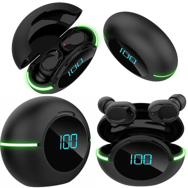 Y80 Wireless Charging Bluetooth Headphones Earphones Earbuds In-Ear 3D Stereo Sound Game Digital Display Earphone