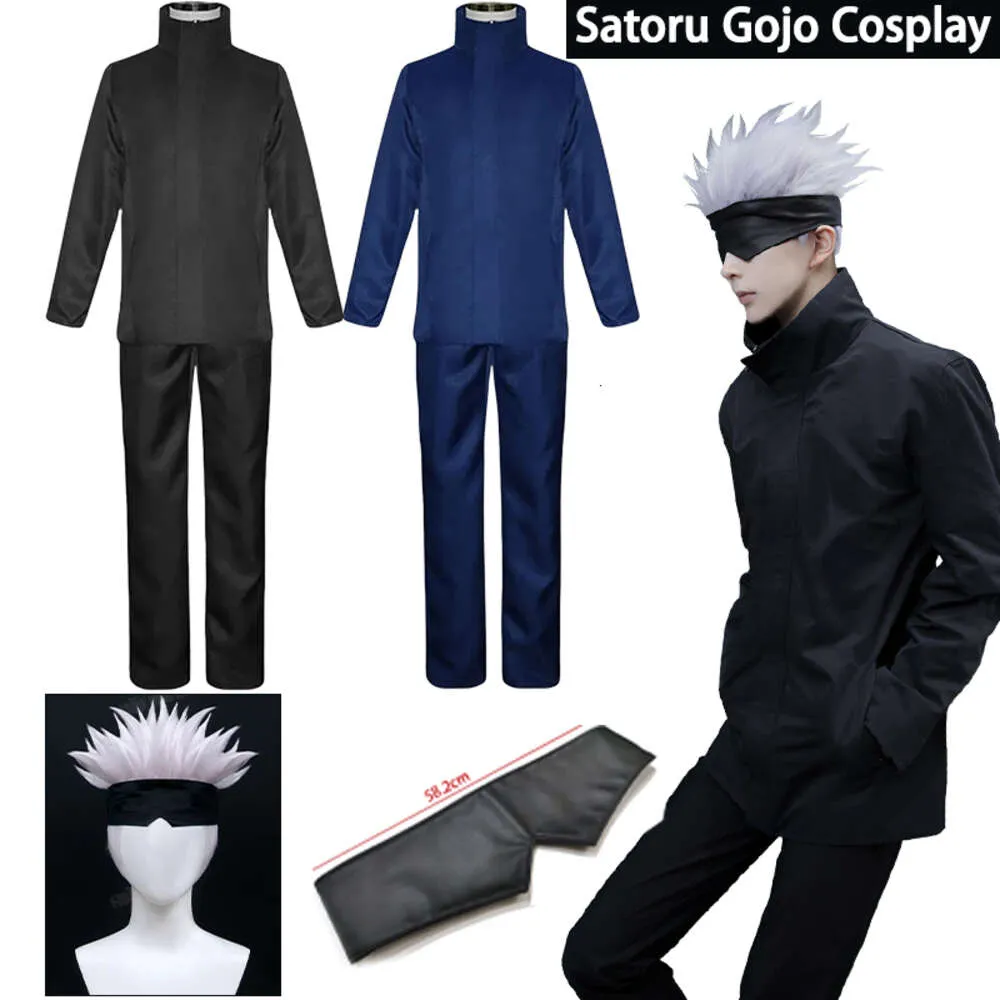 Cosplay Gojo Satoru Anime Jujutsu Kaisen Cosplay Kostüm Uniform Perücke Patch Anzug Halloween Für Männer Erwachsene