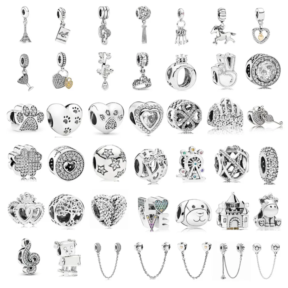925 Pounds Silver New Fashion Charm Original Round Beads, Love, Dog Claw, Aircraft, Black Forest Crown, Compatible Pandora Bracelet, Beads