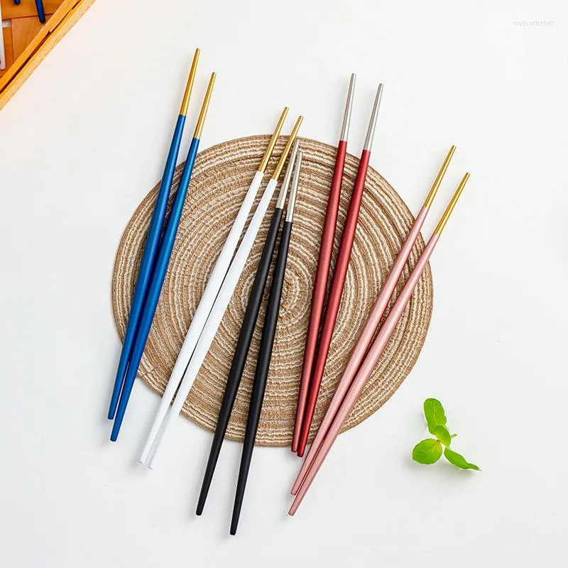 Dinnerware Sets 1 Pair Japanese Chopsticks Alloy Non-slip Sushi Sticks Chinese Gift Reusable Tableware Dinning Chopstick