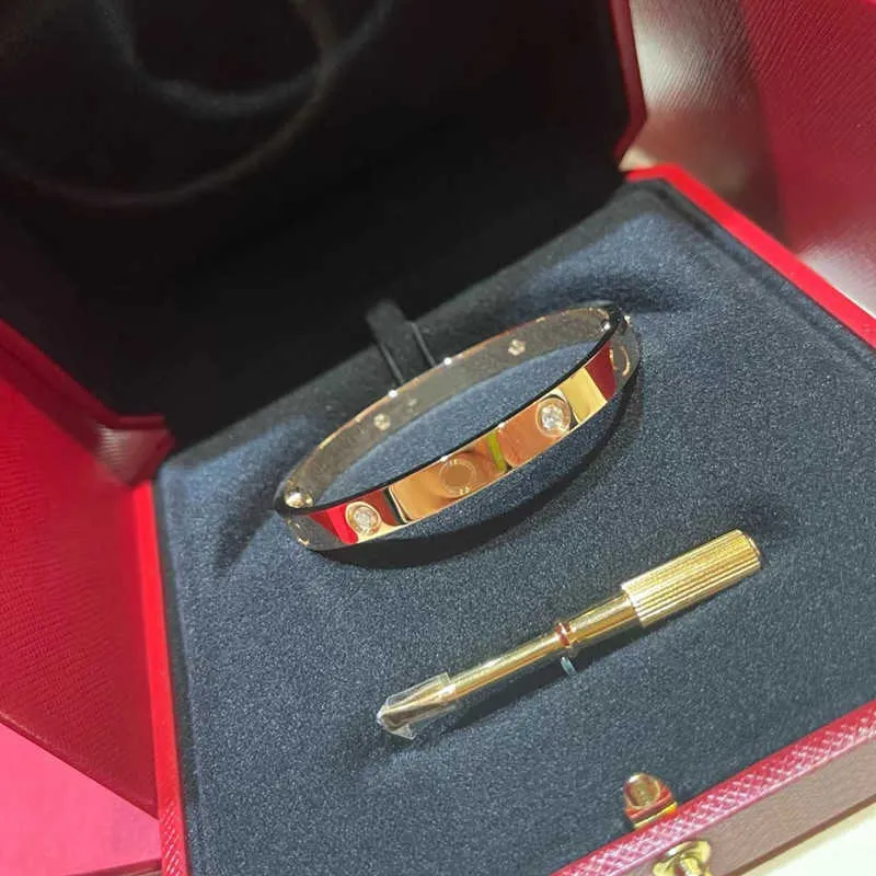 Szerokość 6 mm 5. generacji złota mankieta Bransoletka Tytan Stal Projektant Silver Rose Women Men Love Bracelets Kdql
