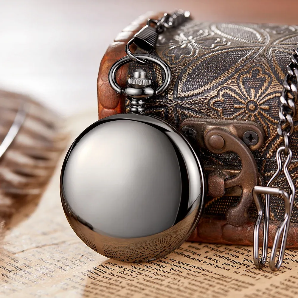 Vintage Pocket Watch Gold Men Smooth Mirror Case Luxury Skeleton Dial FOB Steampunk Clock Women Relogio Masculino