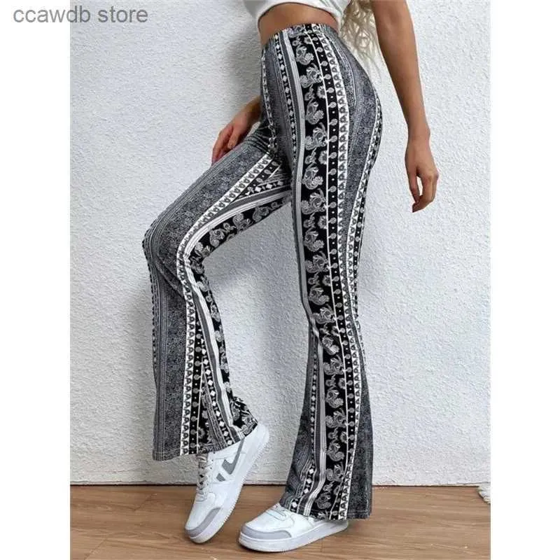 Women s Leggings Vintage Printed Flared Pants Women Stretchy Flared Pants High Waist Casual Trousers Sexy Fashion Skinny Wide Leg Flare Pants T231104