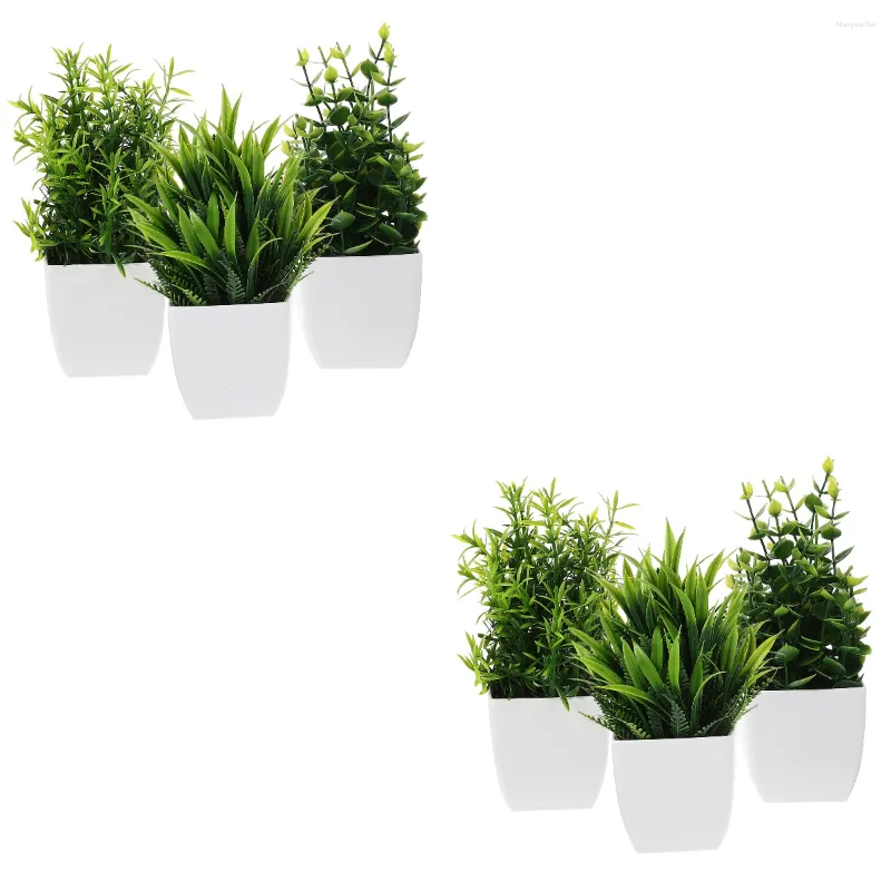 Fiori Decorativi 6 Pz Simulato Bonsai Artificiale In Vaso Mini Piante Finte Vaso Finto Pp Money Office