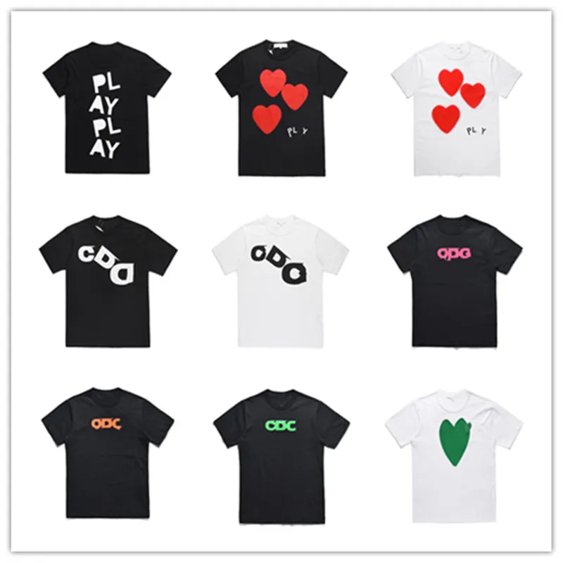 Speel desiger heren t shirts katoen ademende cdg cdg heren tee shirts commes des borduur hart vrouwen tops garcons korte mouw casual losse coupon shirts