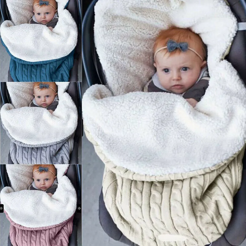 Slaapzakken Pudcoco Geboren Baby Babchair Stroller Swaddle Swaddle Knit Wrap Swaddling Deken Warm Pram Cozy Tenes Car Seat Bag 230404