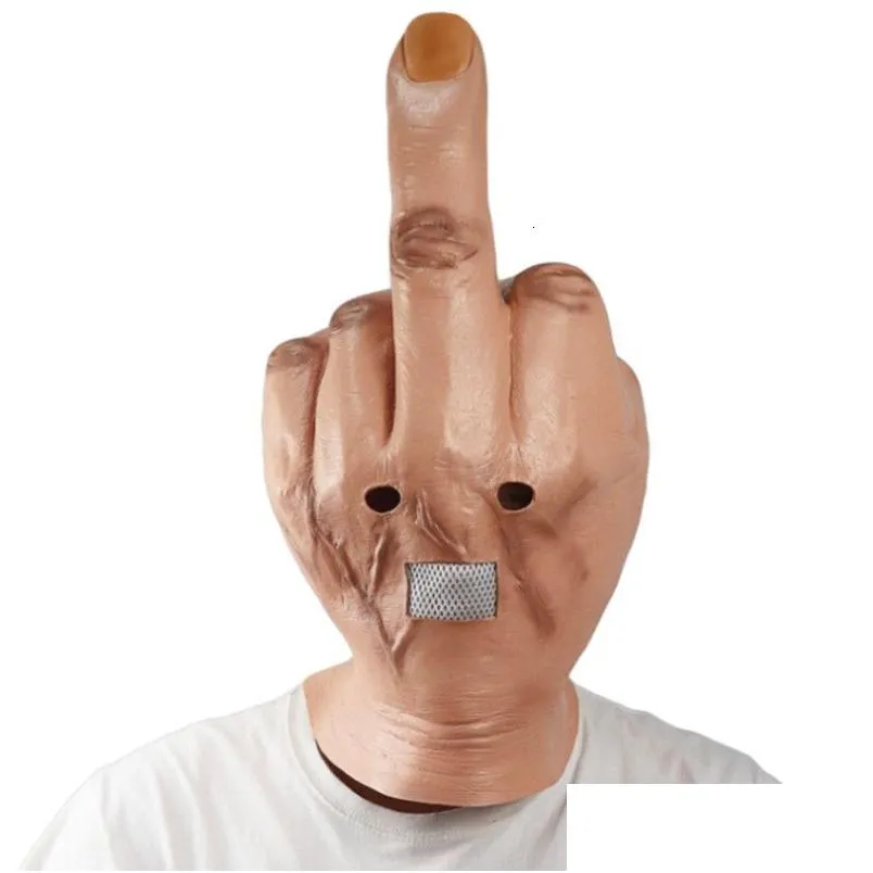 Maski imprezowe Maski imprezowe 1PC Creative Middle Finger Despisemask LaTex Daj nakrycie głowy salute maska ​​na Halloween Cosplay Prop GIF DHTPG