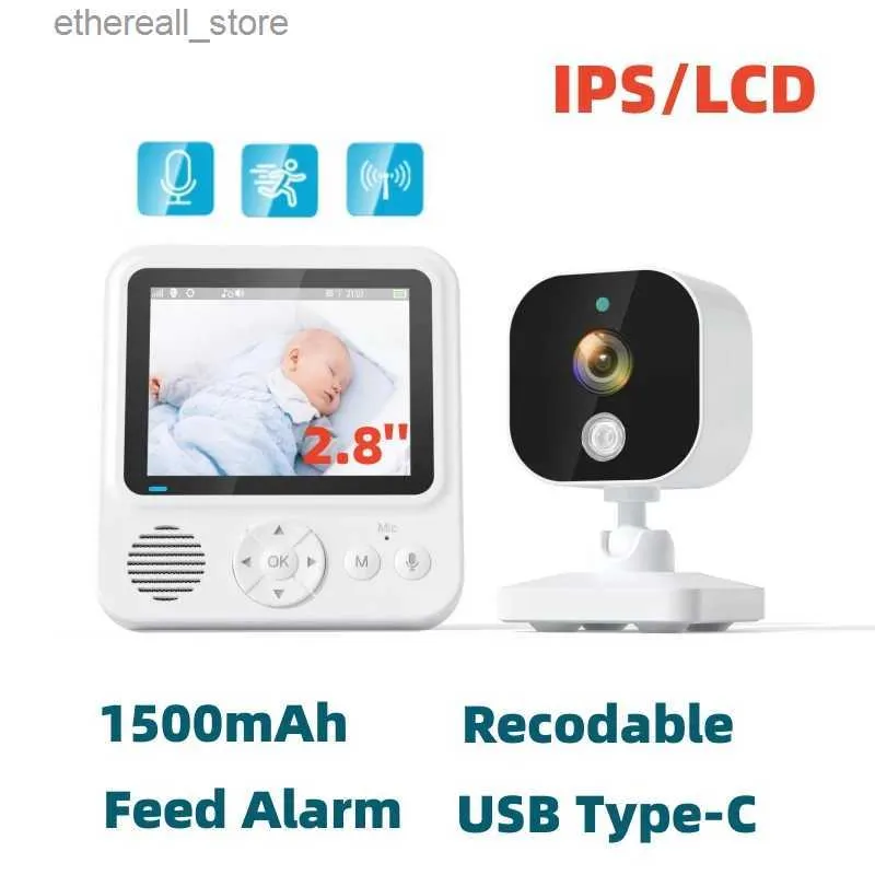 شاشات الأطفال 2.8 بوصة واي فاي مراقب واي فاي كاميرا IPS LCD 2 Way Audio Talk IR LED LED LEV VISION 2.4GHz Wireless Baby CAM Q231104