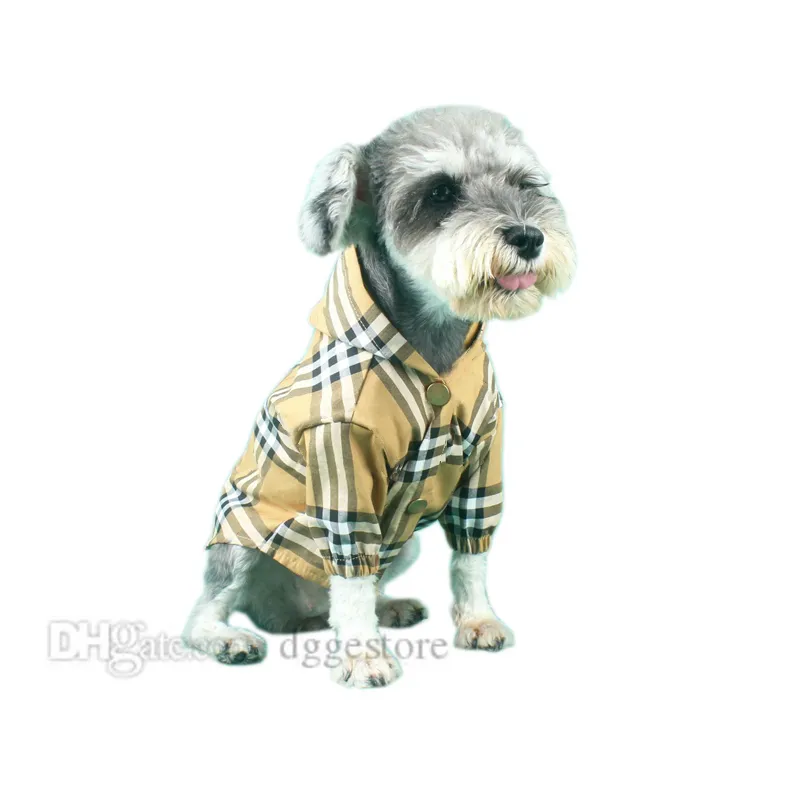Designer Dog Clothes Classic Check Pattern Dog Apparel Lightweight Windbreaker Hooded Jacket Mjuka varma husdjur Sweatshirt Outfits Winter Coat för små hundar XL A473