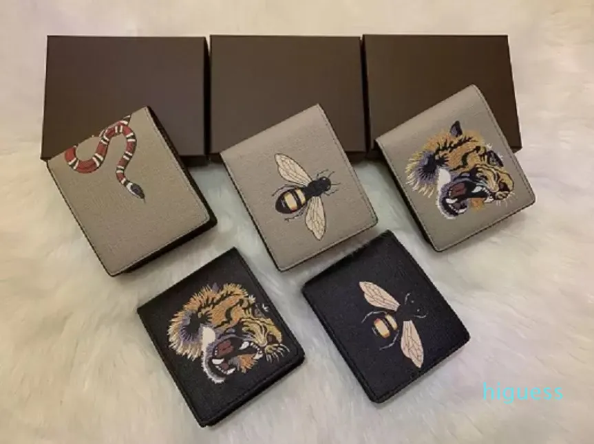 Designer-Männer Tierdesigner Mode Kurze Brieftasche Leder Schwarze Schlange Tiger Biene Damen Geldbörse Kartenhalter Mit Geschenkbox