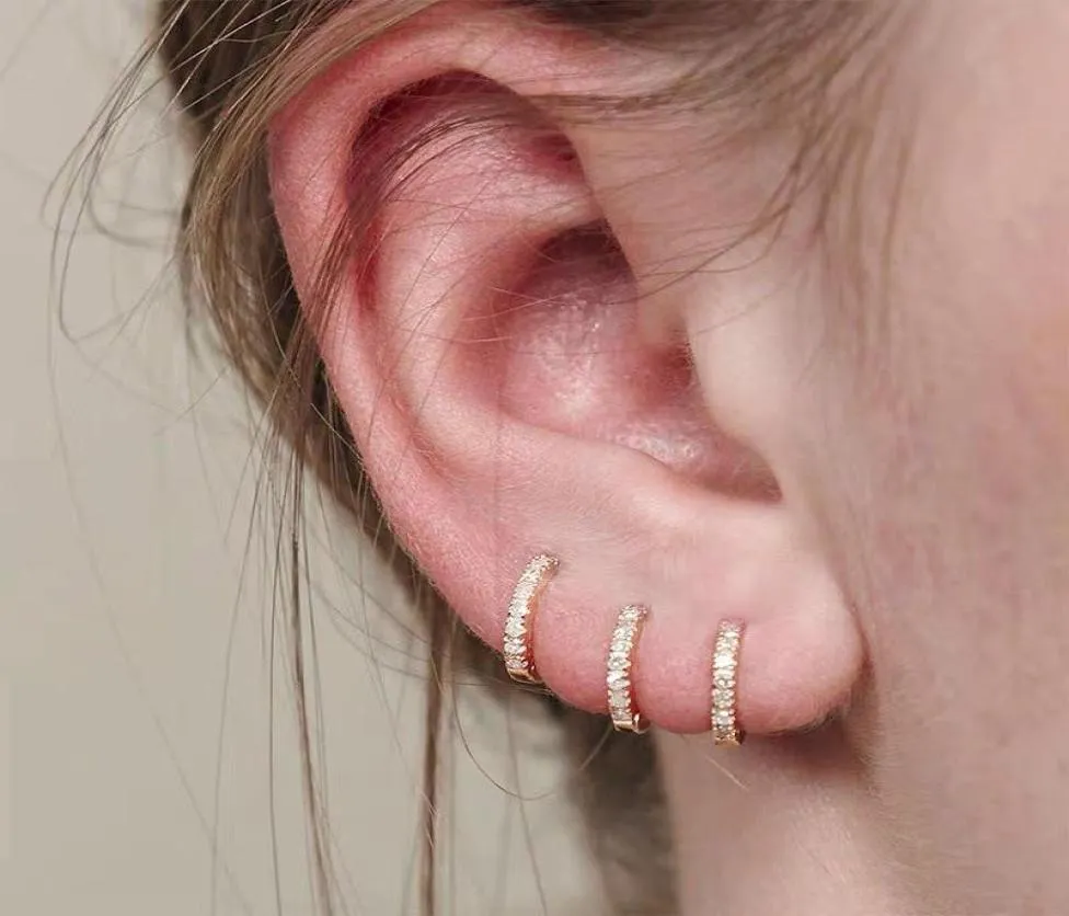 6mm/8mm/10mm küçük çember küpeler kadınlar için altın gümüş renk basit minimal minik cz lage kulak piercing huggie4656599