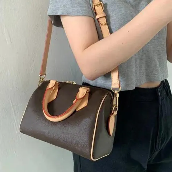 NANO SPEEDY Sac à Main Sacs Designer Sac à Bandoulière Véritable Fleur Marron 4 Tailles 16-30cm Cuir avec Serrure et Clé Luxurys Sacs à Main Femme Bourse Bandoulière Fermeture Éclair portefeuilles