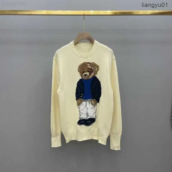 Erkek Sweaters SS Sonbahar Tasarımcı Karikatür RL Ayı Nakış Moda Uzun Kollu Örme Külkü Yün Pamuk Yumuşak Unisex Erkekler HH Lapi