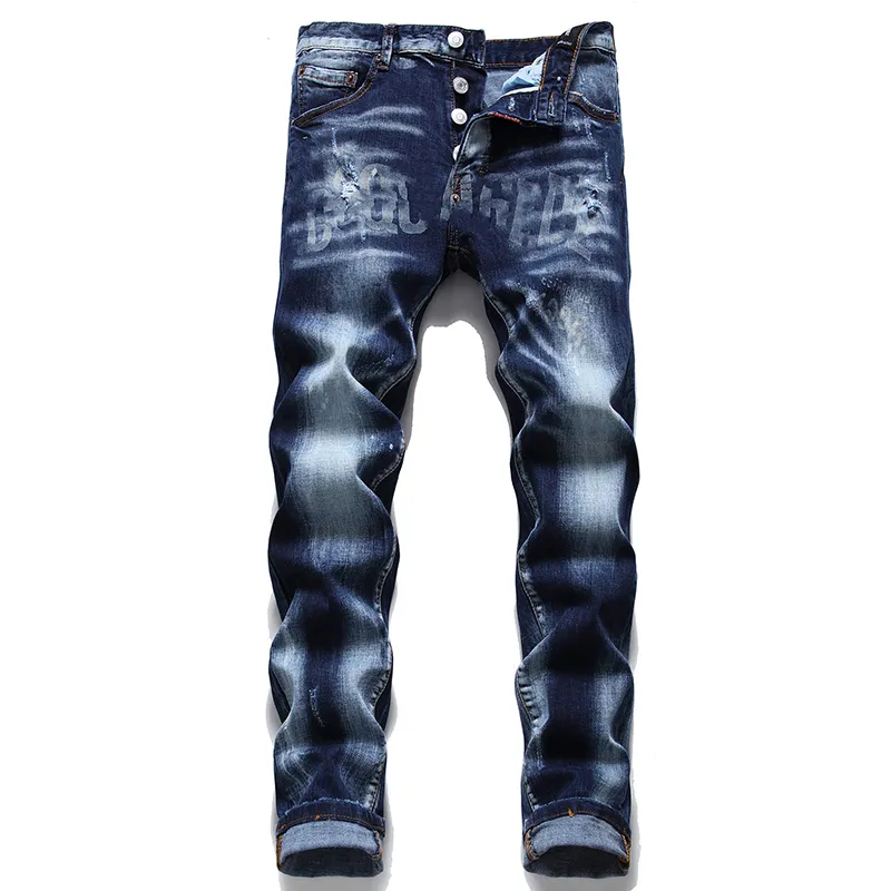 Designer Jeans Herenbroek Linnen Broek Hip Hop Heren Jeans Distressed Ripped Biker Slim Fit Motorcycle Denim voor heren Europa en Amerika