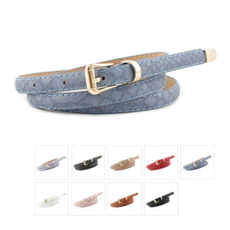 Belts Fashion Serpentine D-shape Pin Buckle Waist Belts for Women Vintage Simple Solid Color Jeans Thin Belt Clothing Accessories Z0404