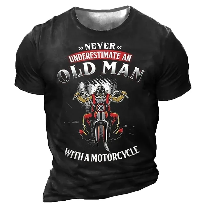 Mens Tshirts Yaz Motosiklet Tshirt Erkekler için Motor Bikter 3D Baskı Vintage Kısa Kollu Yaşlı Adam Tee Sesli Homme Moto Yarışı Camiseta 230404