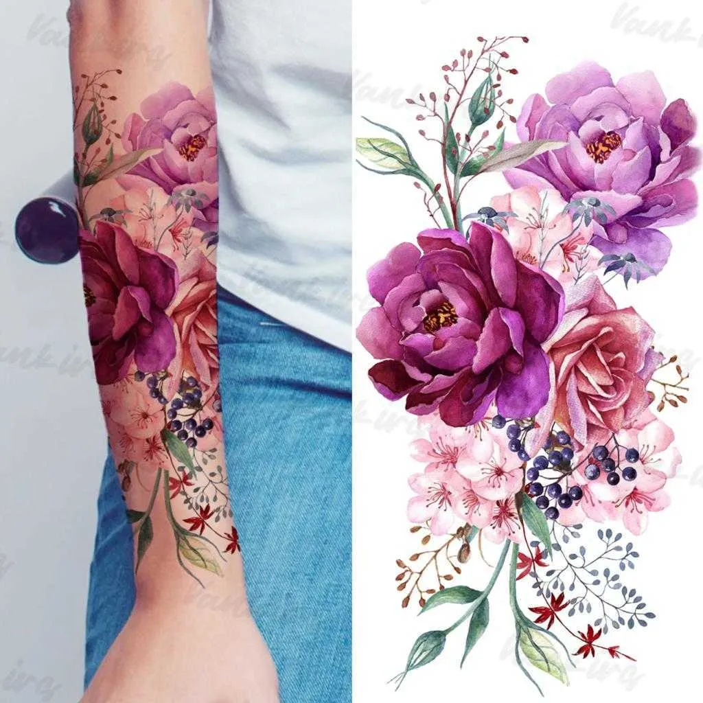 Tatuaggi Temporanei Fiore Colorato Tatuaggi Temporanei Le Donne Ragazze  Realistico Lavanda Farfalla Fiore Falso Autoadesivo Del Tatuaggio  Avambraccio Corpo Tatuaggi 3D Z0403 Da 3,03 € | DHgate, image size:1024x1024