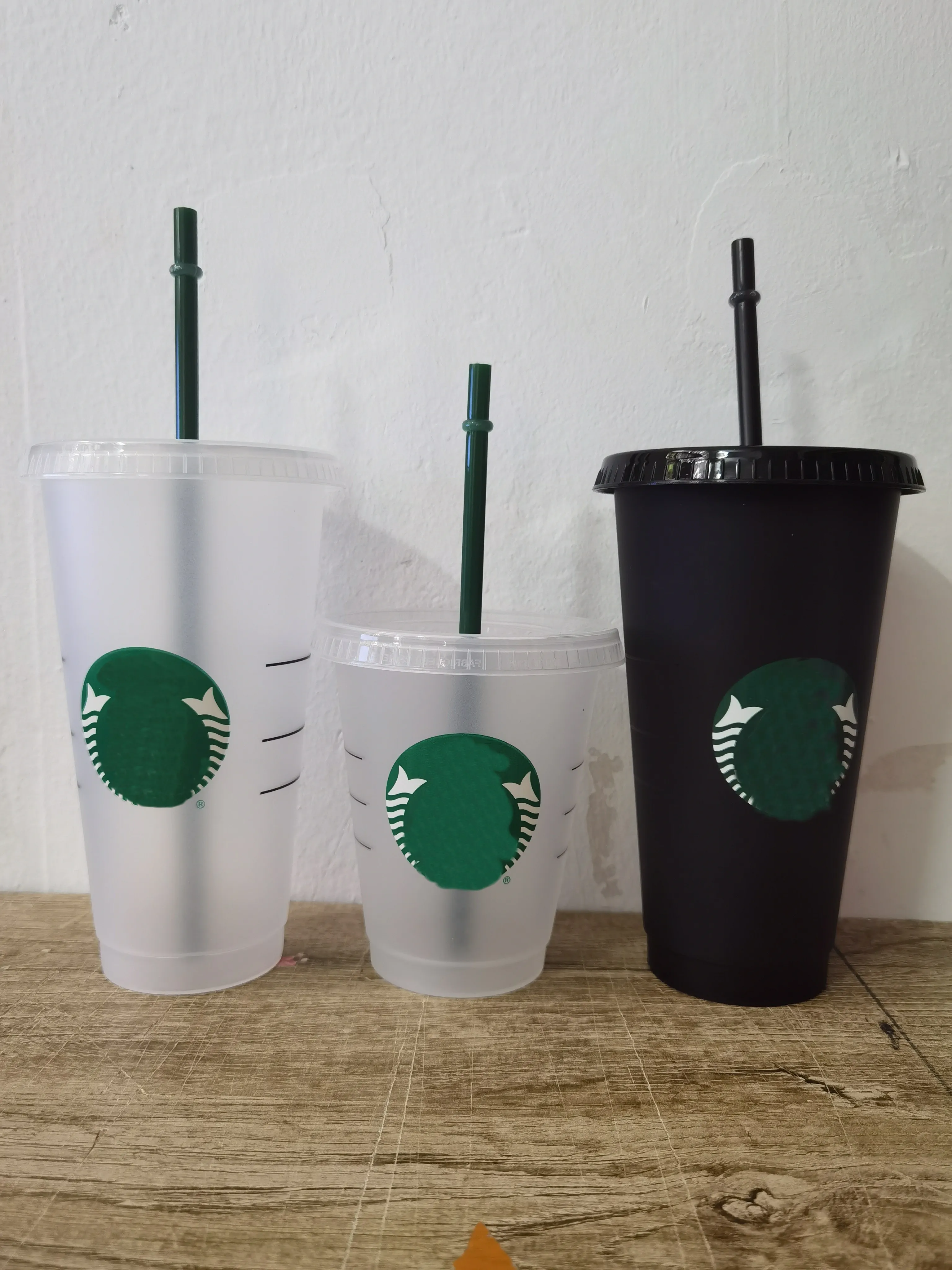 Sjöjungfrun gudinna Starbucks 24oz/710 ml plastmuggar tumlare återanvändbar klar dricka platt botten pelare form lock halskoppar mugg