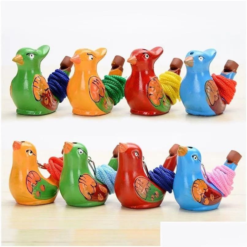 Nyhetsartiklar Creative Water Bird Whistle Ceramic Clay Birds Cartoon Children Gifts Animal Whistles Retro Ceramics Craft Home Decora Dhbin