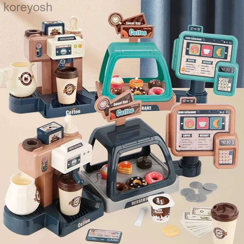 Kitchens Play Food Children Electrical Coffee Machine Set Shopping Cash Register Pretend Play House Simulation Food Bread Cake Toy for Girl Boy KidL231104