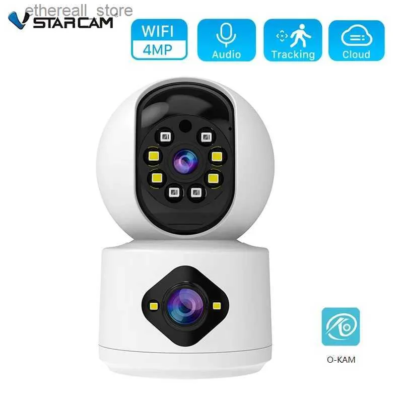 Monitores para bebés Vstarcam 4MP Cámara WiFi de doble lente Monitor para bebés Seguimiento automático Ai Detección humana Interior Seguridad para el hogar CCTV Video Vigilancia Q231104