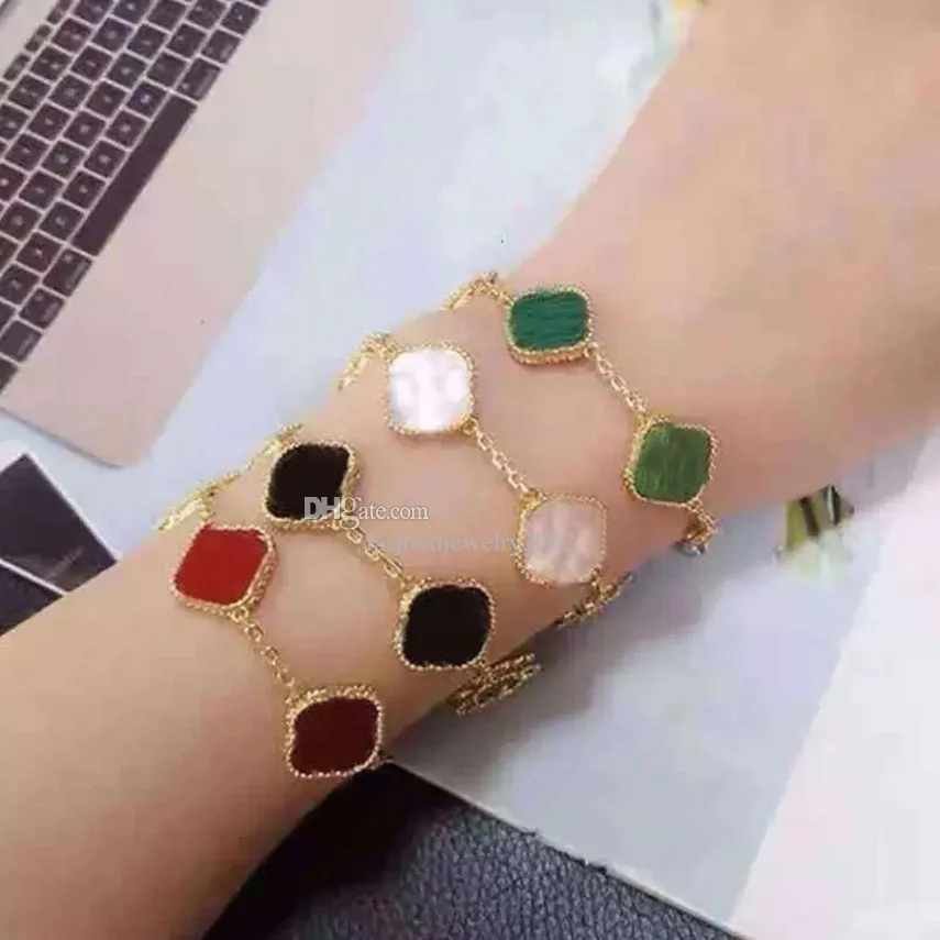 Bracciali con ciondoli di moda classici VAN Four Leaf Clover Gioielli firmati Argento puro Arpels Bracciale rigido in oro 18 carati per donna uomo Collane Catena elegante cleef Regali