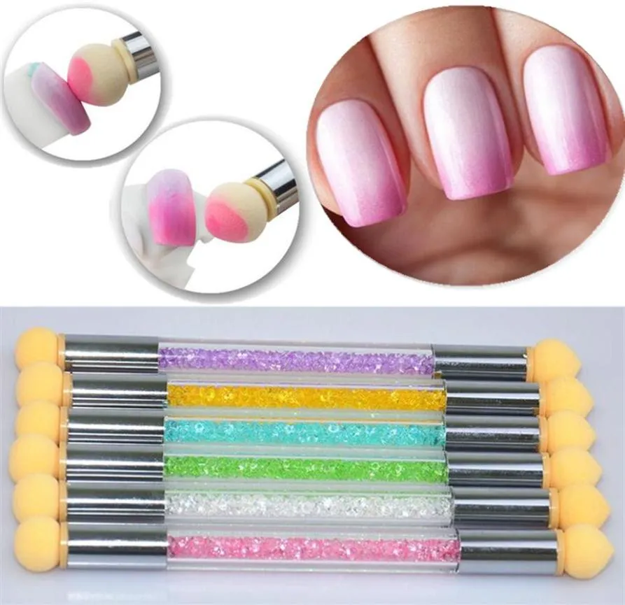 3PCS Lot Manicure Art Art Gradient Shading Dotting Pióro Gąbka Podwójna głowica Rękoche Uchwy