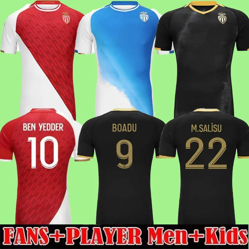 23 24 Maillot som Monaco Soccer Jerseys Kids Kit Training Football Shirt 2023 2024 Home Away Third Survetement de Foot Boadu