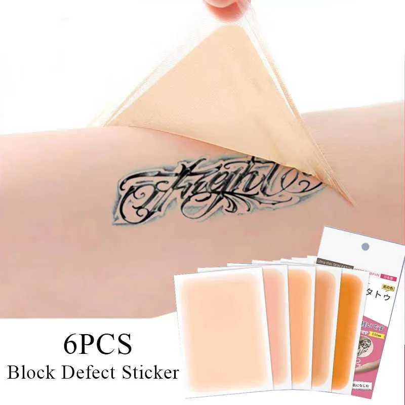 5 PC Tijdelijke Tattoos Nieuwe 6PCS Tattoo Cover Up Huidskleur Litteken Concealer Sticker Draagbare Fout Moedervlek Verhullende Waterdichte Schoonheid Cosmetische Gereedschappen Z0403