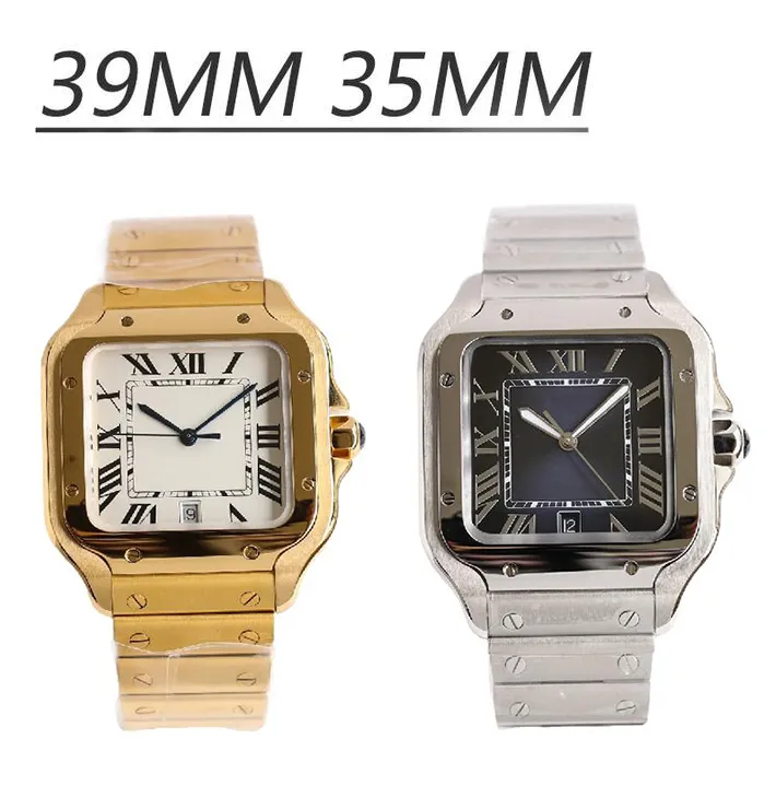 Dhgate Square Mens Watch Classic Fordy Designer Полностью автоматические механические часы 39 мм 35 -мм ремня из нержавеющей стали Мужские часы Gold Montre de Luxe