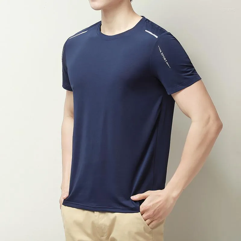 T-shirts pour hommes en plein air glace soie maille séchage rapide T-shirt été mince sport loisirs Fitness O cou haut respirant polyvalent tendance grande taille