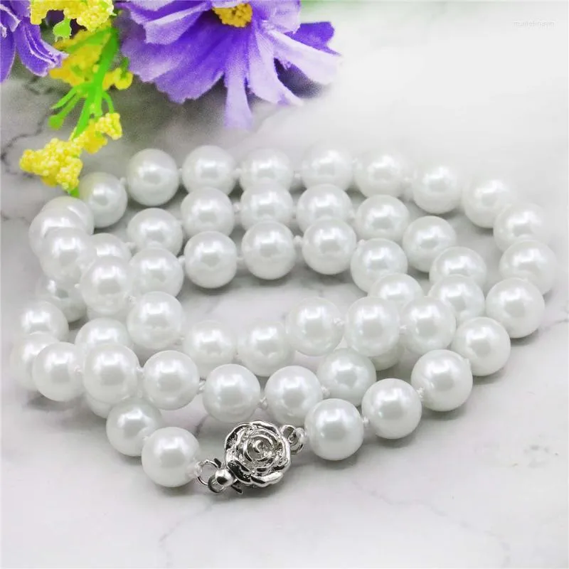 Kedjor 2023 8mm White South Sea Shell Pearl Necklace Fashion Jewelry Making Design Hand Made Ornaments Gifts for Girl Women 18 "AAAXU46