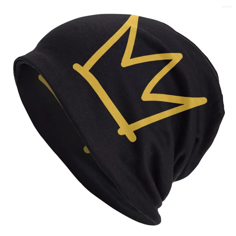 Berets Golden Crown Bonnet Chapéus Cool Outono Inverno Ao Ar Livre Skullies Beanies Homens Mulheres Tricô Térmico Elástico Unisex Cap