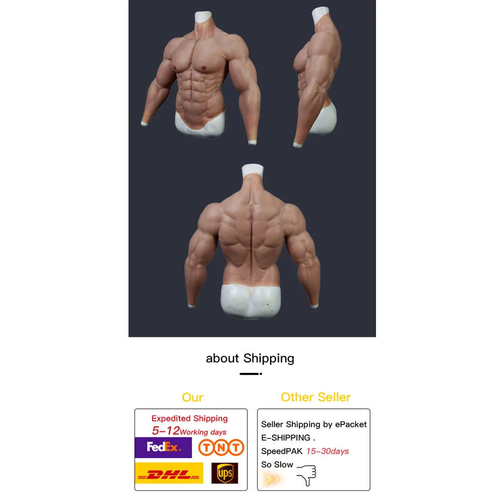 Smitizen Muscle Suit with Zipper Silicone Fake Muscle Suit for Cosplay  Costumes Realistic FTM Upper Suit Men's Bodysuit - AliExpress
