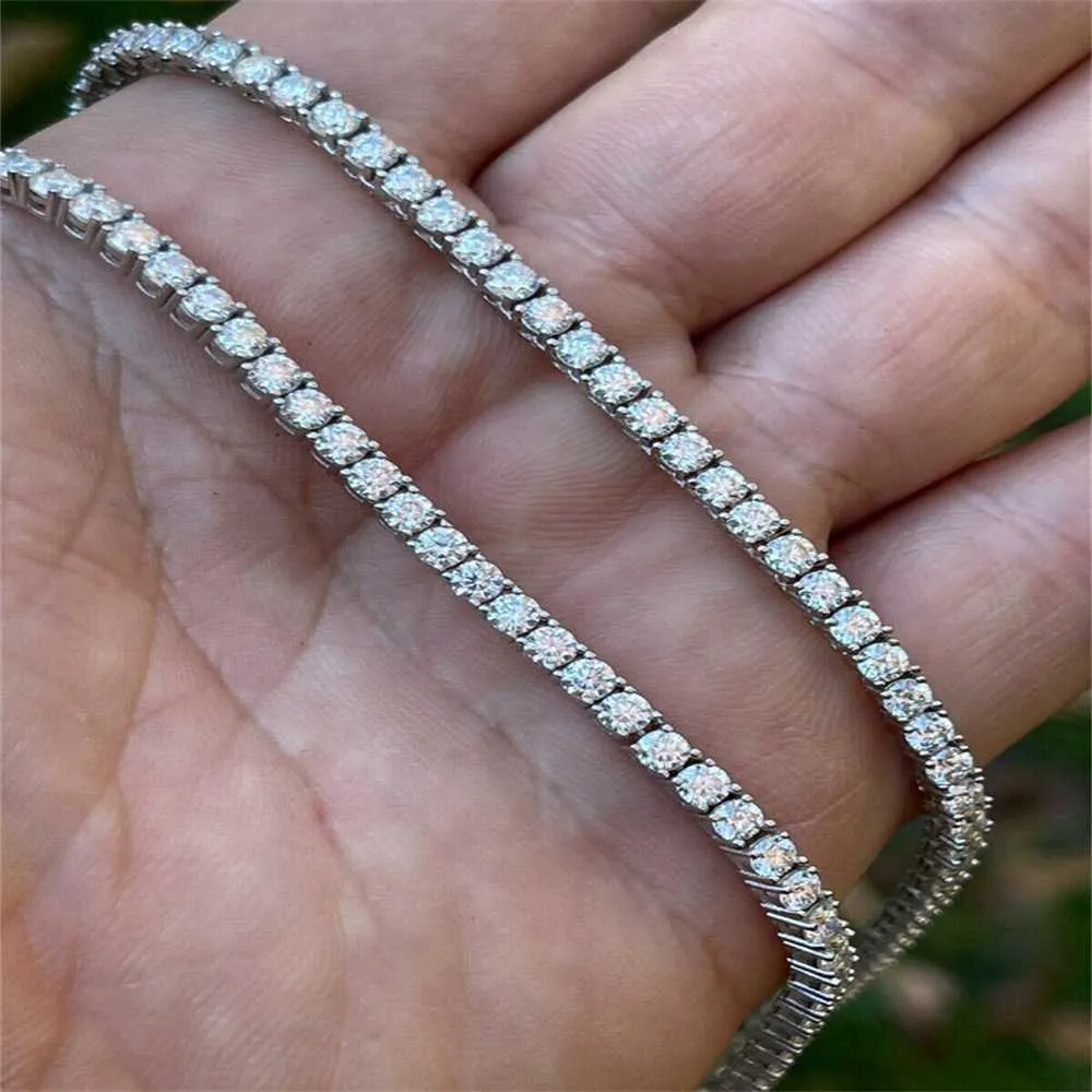 S925 med Moissanite 3mm bred diamanttennisarmband VVS Chain Factory Price