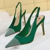 green bridal sandals