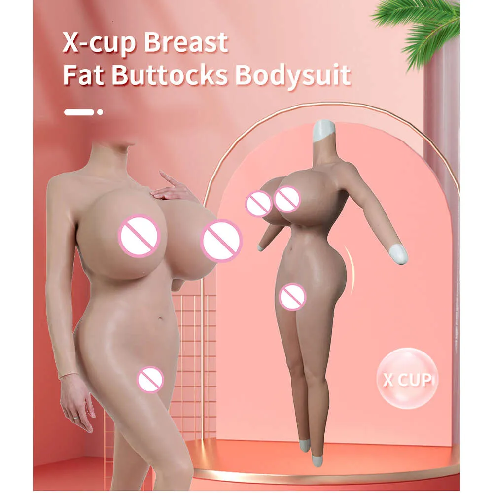 Catsuit Costumes X Cup Giant Fat Buttocks Bodysuit Silicone Breast