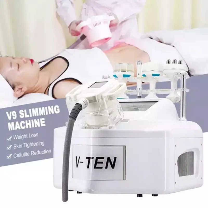 Nieuwe 40kHz Cavitation V9 Vacuüm Roller Massage Avitatiesysteem Vacuüm RF Slimming Beauty Machine