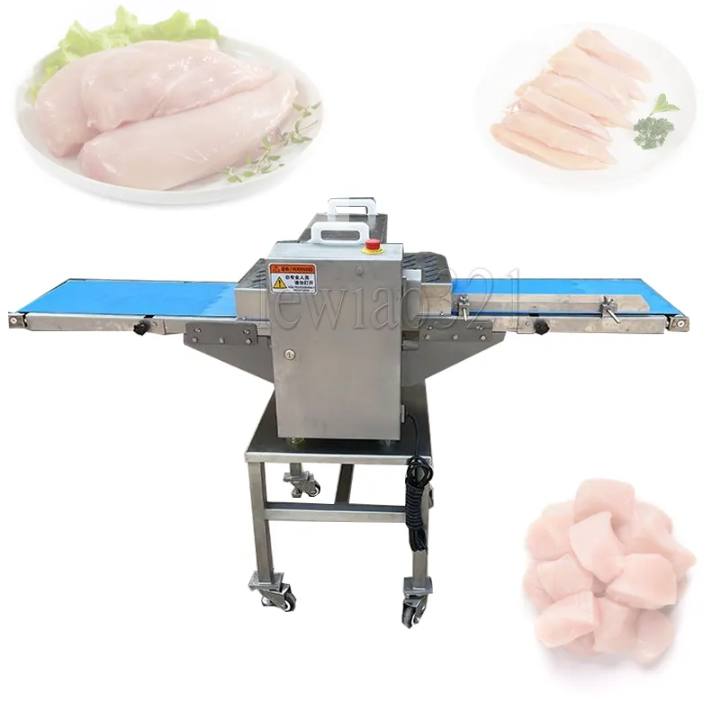 Machine de découpe de bande de peau de porc de coupeur de Cube de viande de poulet cru d'acier inoxydable Machine de découpe de viande de volaille de boeuf congelée