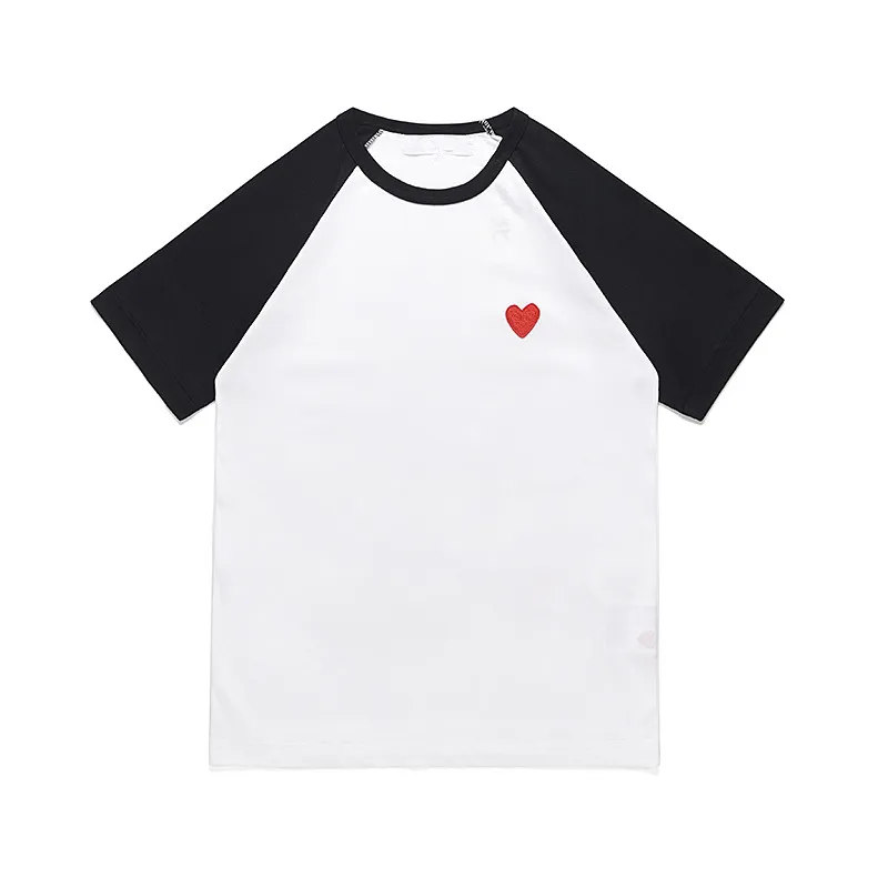 Desigers Mens T Shirt CDG Haft Red Heart Commes Des Shirt Pullover krótkie rękawie cienkie męskie koszulki oddychające kobiety