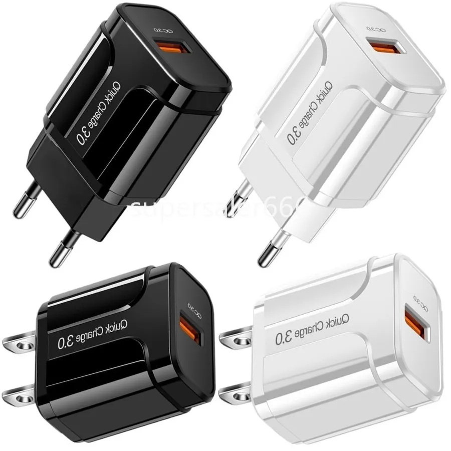 Fast Quick Charging Eu US QC3.0 Power Adapter Wall Charger 3A 18W For IPhone 13 14 15 Samsung Andriod Phone PC mp3 S1