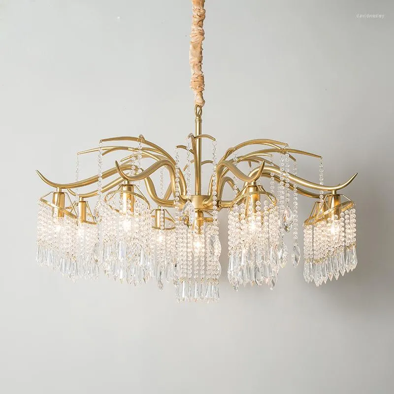 Lampes suspendues lustre américain salon salle à manger lampe européenne créative art personnalité postmoderne chambre cristal