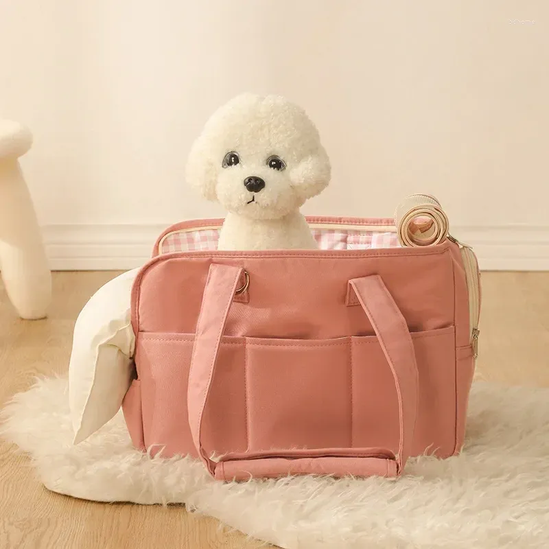 Hundbärare Väska valphandväska med bomullskudde för små hundar Katter Travel Portable Pink Soft Teddy Ryggsäck Pet Supplies