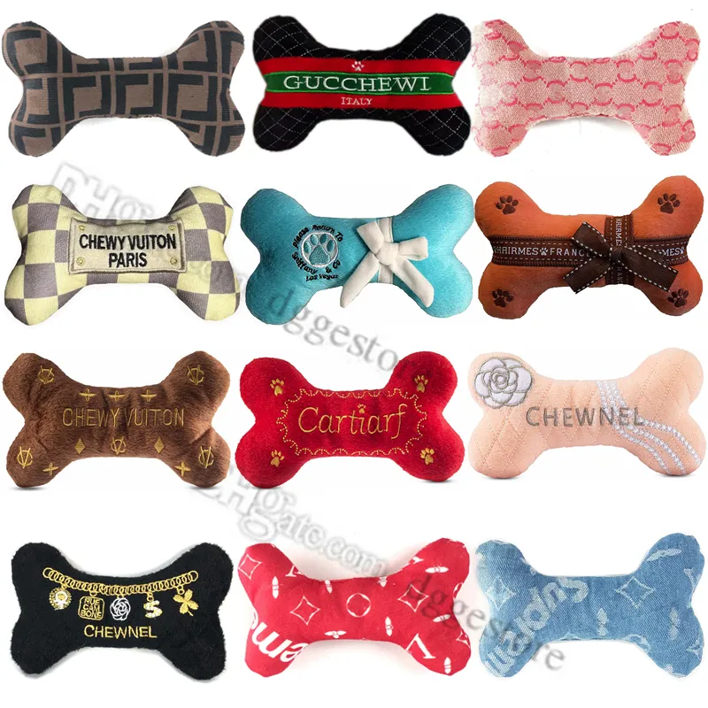 Brinquedos de grife para cães Coleção Fashion Hound Exclusivo Brinquedos de pelúcia para cães Osso Paixão pela moda (acessórios) para cachorros Cães pequenos Festa Fotografia H23