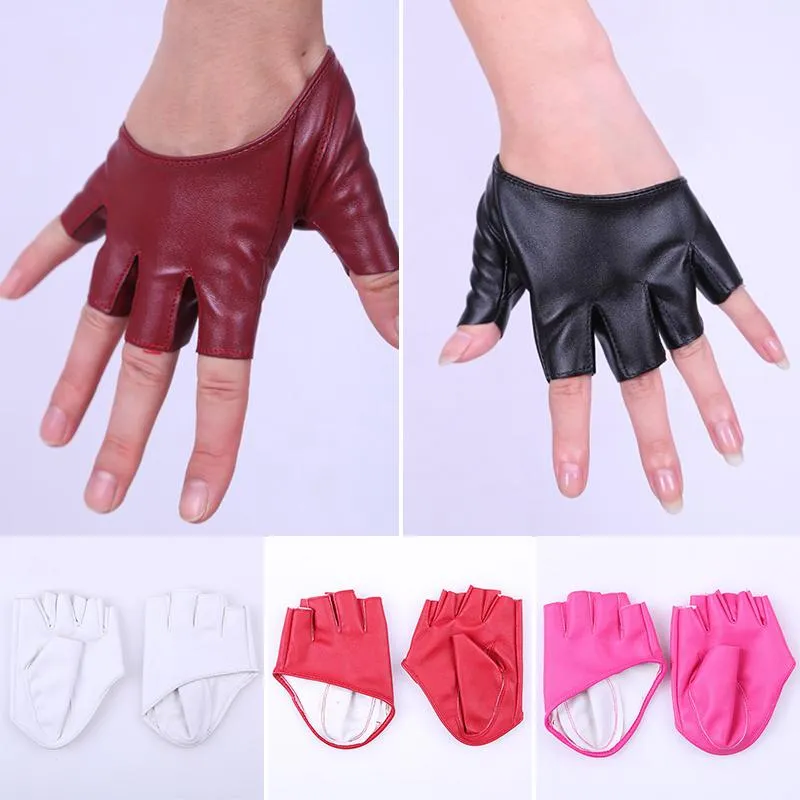 Gants sans doigts 2023 demi-doigt Faux cuir PU femmes dames Nigh Club fête conduite spectacle pôle danse cinq doigts 6C2646