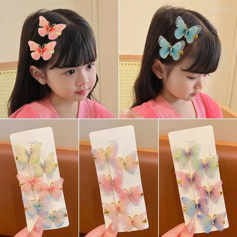 Hair Clips 6Pc/lot Colorful Butterfly For Girls Sweet Kids Hairpins Barrette Summer Headwear Accessories